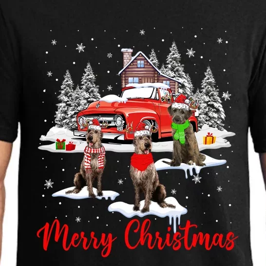 Merry Christmas Santa Reindeer Irish Wolfhound With Truck Meaningful Gift Pajama Set