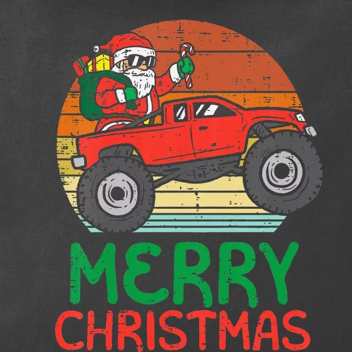 Merry Christmas Santa Monster Truck Xmas Zip Tote Bag