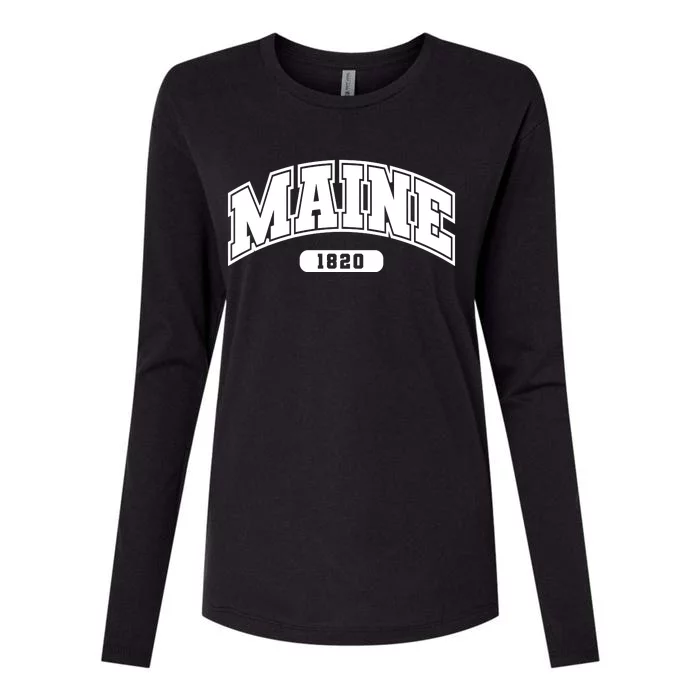 Maine Collegiate Style 1820 Womens Cotton Relaxed Long Sleeve T-Shirt