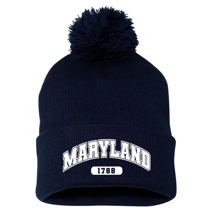 Maryland Collegiate Style 1788 Pom Pom 12in Knit Beanie