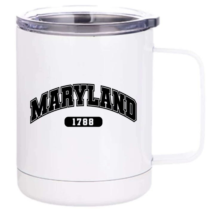 Maryland Collegiate Style 1788 Front & Back 12oz Stainless Steel Tumbler Cup