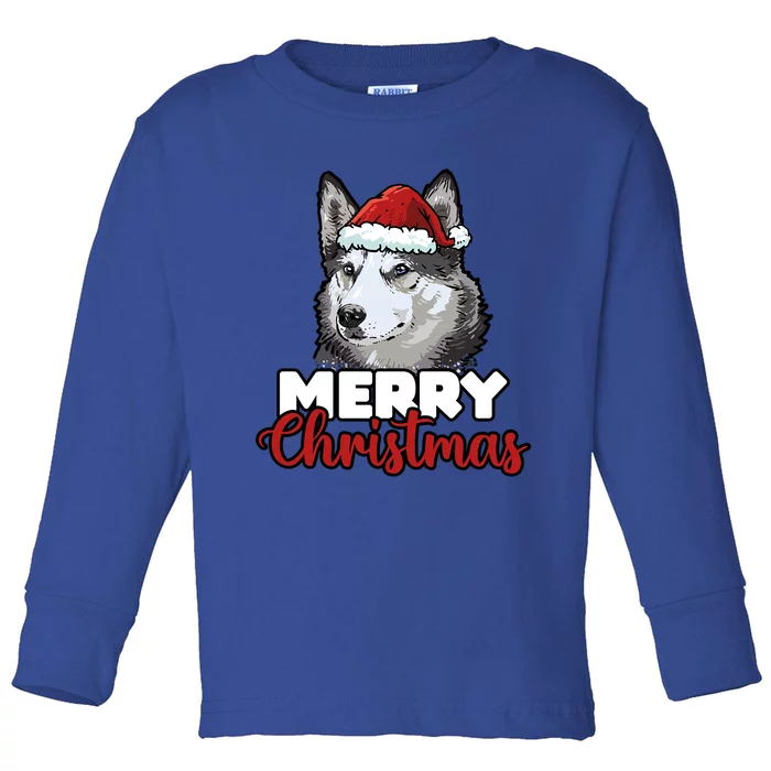 Merry Christmas Siberian Husky Dog Lover Gift Toddler Long Sleeve Shirt