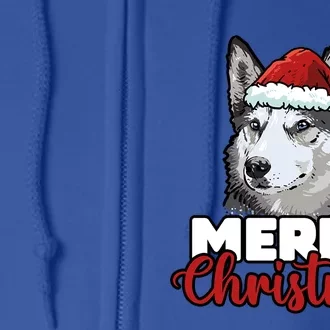 Merry Christmas Siberian Husky Dog Lover Gift Full Zip Hoodie