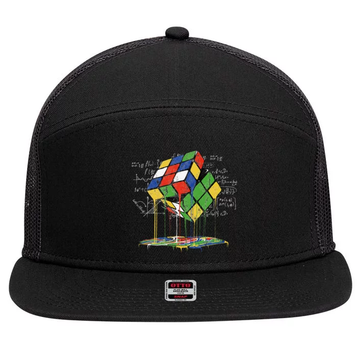 Melting Cube Speed Cubing Vintage Puzzle 7 Panel Mesh Trucker Snapback Hat