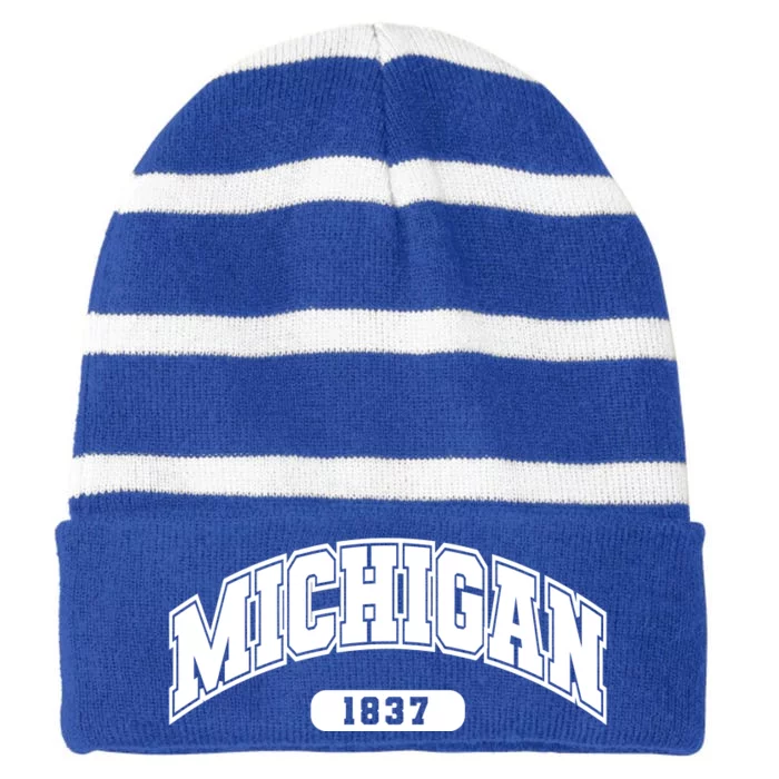 Michigan Collegiate Style 1837 Striped Beanie with Solid Band