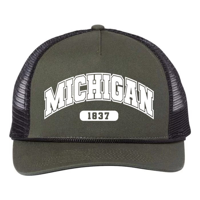 Michigan Collegiate Style 1837 Retro Rope Trucker Hat Cap