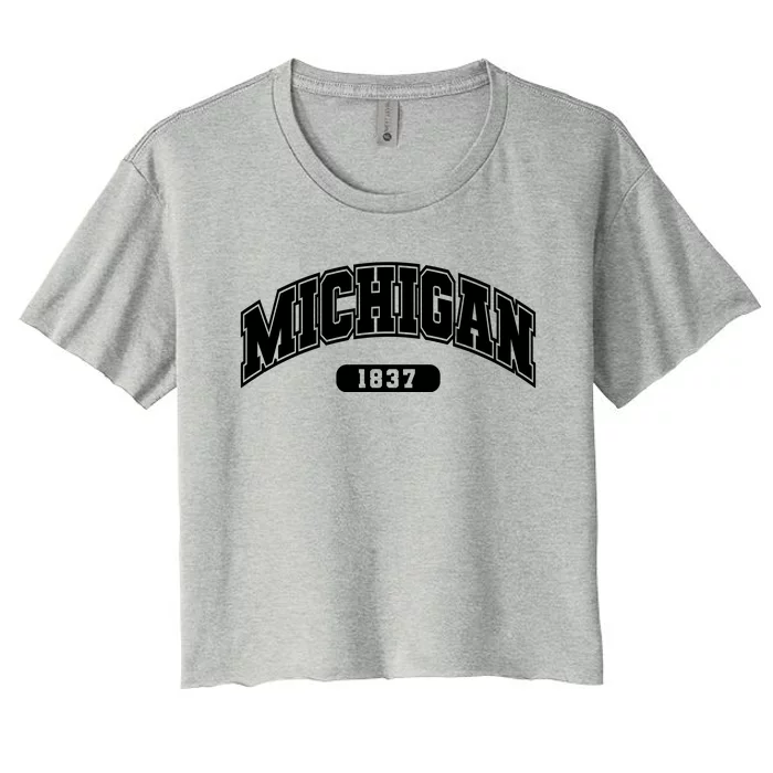 Michigan Collegiate Style 1837 Women's Crop Top Tee