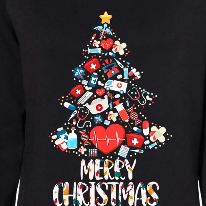 Merry Christmas Stethoscope Nurse Christmas Tree Funny Xmas Gift Womens California Wash Sweatshirt