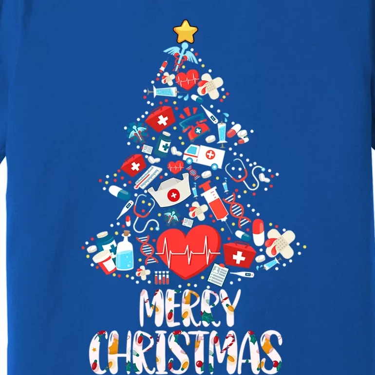 Merry Christmas Stethoscope Nurse Christmas Tree Funny Xmas Gift Premium T-Shirt