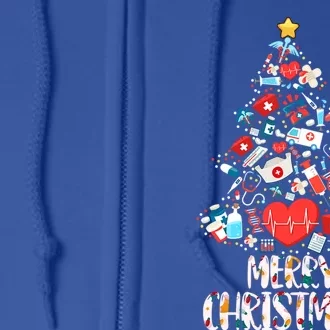 Merry Christmas Stethoscope Nurse Christmas Tree Funny Xmas Gift Full Zip Hoodie