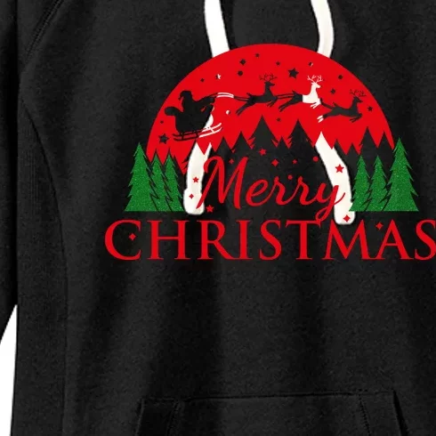 Merry Christmas Santa Reindeer Holiday Gift Women's Fleece Hoodie