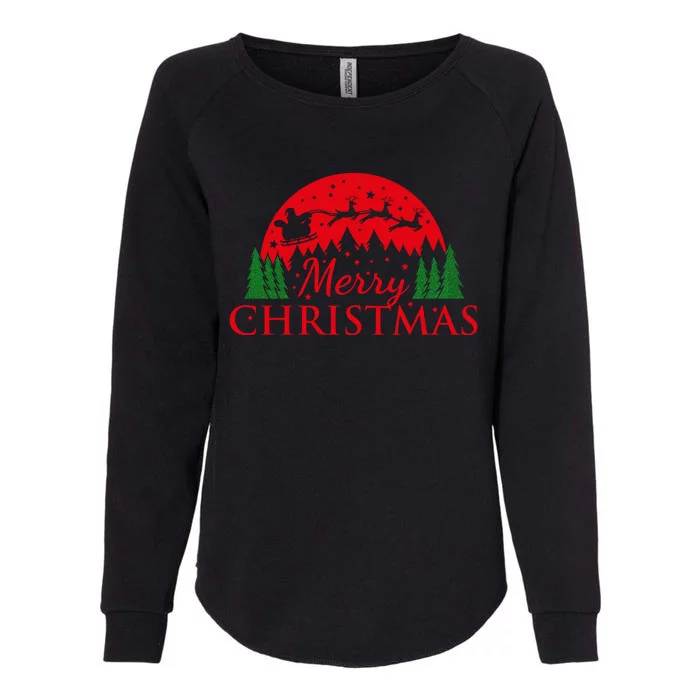 Merry Christmas Santa Reindeer Holiday Gift Womens California Wash Sweatshirt