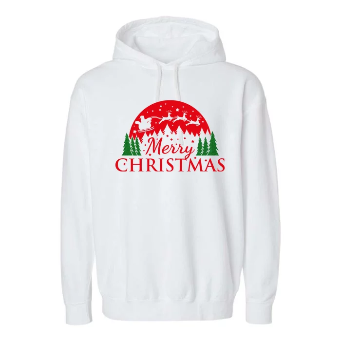 Merry Christmas Santa Reindeer Holiday Gift Garment-Dyed Fleece Hoodie