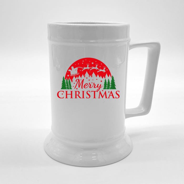 Merry Christmas Santa Reindeer Holiday Gift Front & Back Beer Stein