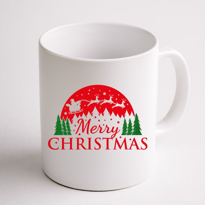 Merry Christmas Santa Reindeer Holiday Gift Front & Back Coffee Mug