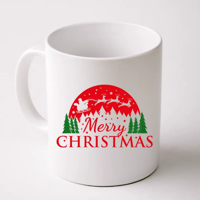 Merry Christmas Santa Reindeer Holiday Gift Front & Back Coffee Mug