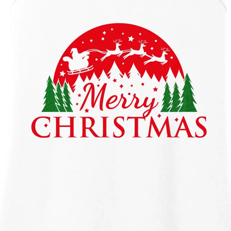 Merry Christmas Santa Reindeer Holiday Gift Ladies Essential Tank