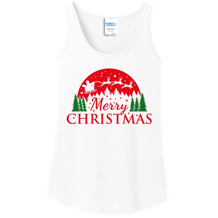 Merry Christmas Santa Reindeer Holiday Gift Ladies Essential Tank