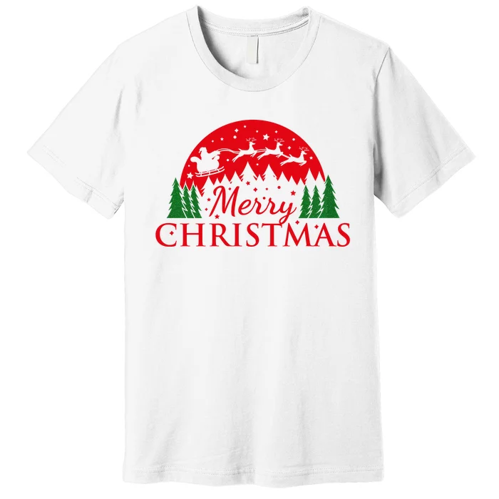 Merry Christmas Santa Reindeer Holiday Gift Premium T-Shirt