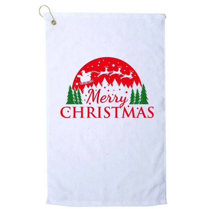 Merry Christmas Santa Reindeer Holiday Gift Platinum Collection Golf Towel