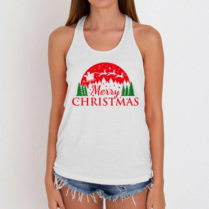 Merry Christmas Santa Reindeer Holiday Gift Women's Knotted Racerback Tank