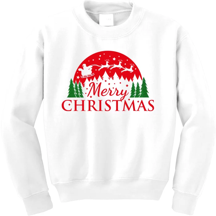 Merry Christmas Santa Reindeer Holiday Gift Kids Sweatshirt