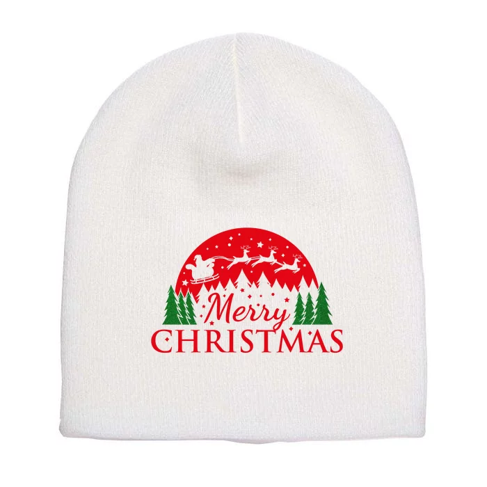 Merry Christmas Santa Reindeer Holiday Gift Short Acrylic Beanie