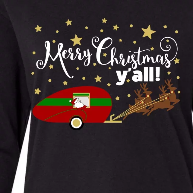 Merry Christmas Santa's Sleigh Womens Cotton Relaxed Long Sleeve T-Shirt