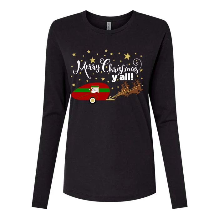 Merry Christmas Santa's Sleigh Womens Cotton Relaxed Long Sleeve T-Shirt