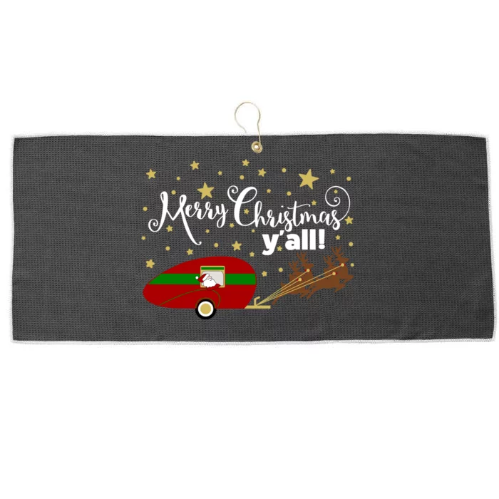 Merry Christmas Santa's Sleigh Large Microfiber Waffle Golf Towel