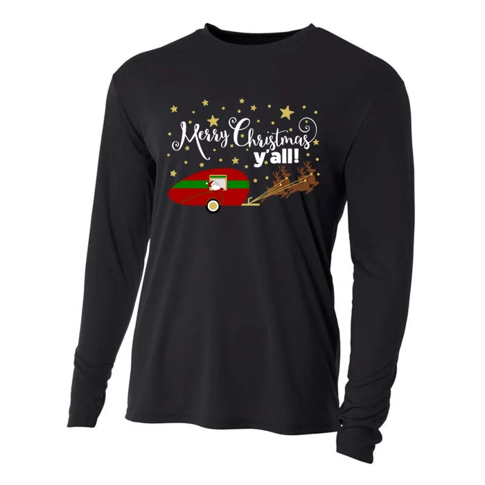 Merry Christmas Santa's Sleigh Cooling Performance Long Sleeve Crew