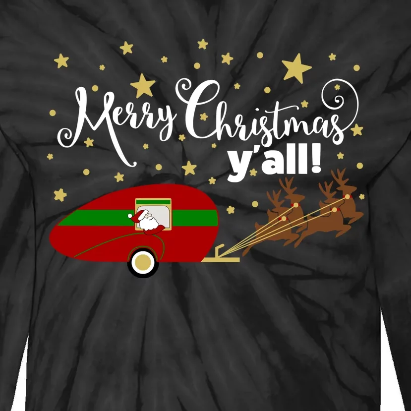 Merry Christmas Santa's Sleigh Tie-Dye Long Sleeve Shirt