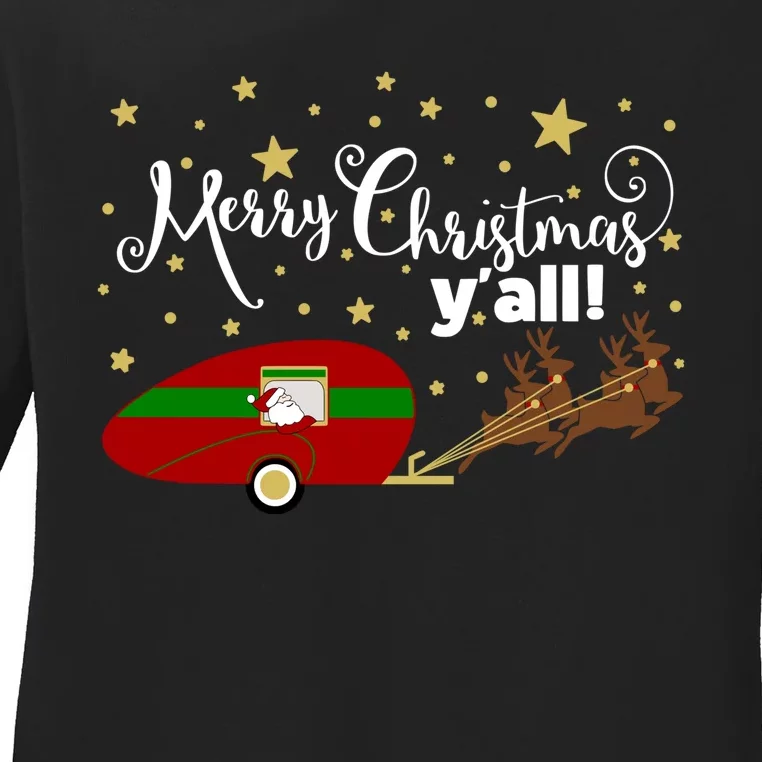 Merry Christmas Santa's Sleigh Ladies Long Sleeve Shirt