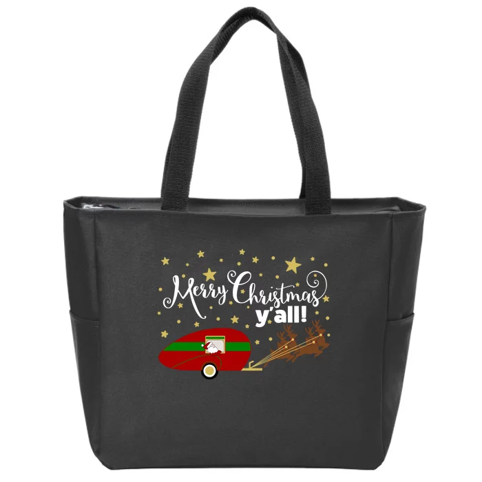 Merry Christmas Santa's Sleigh Zip Tote Bag