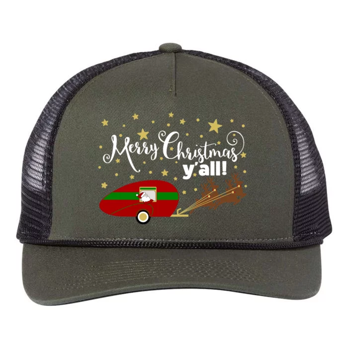 Merry Christmas Santa's Sleigh Retro Rope Trucker Hat Cap