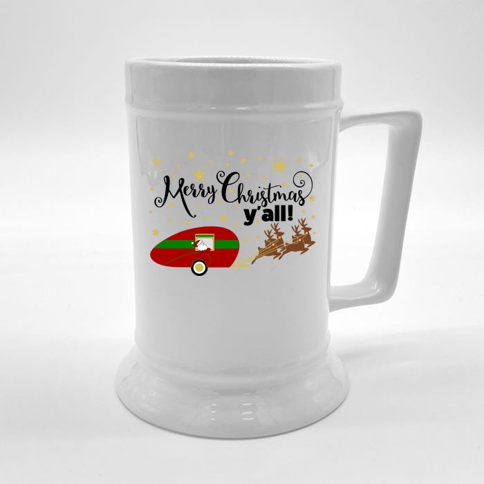 Merry Christmas Santa's Sleigh Front & Back Beer Stein