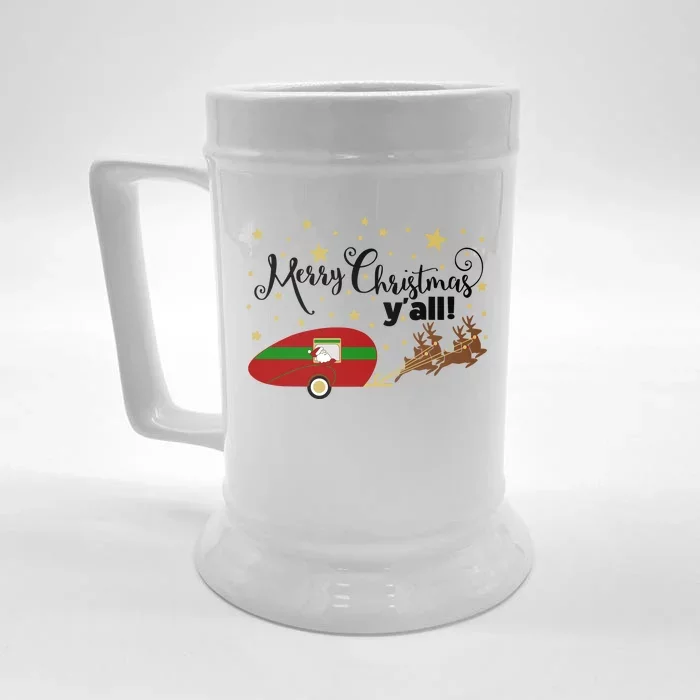 Merry Christmas Santa's Sleigh Front & Back Beer Stein