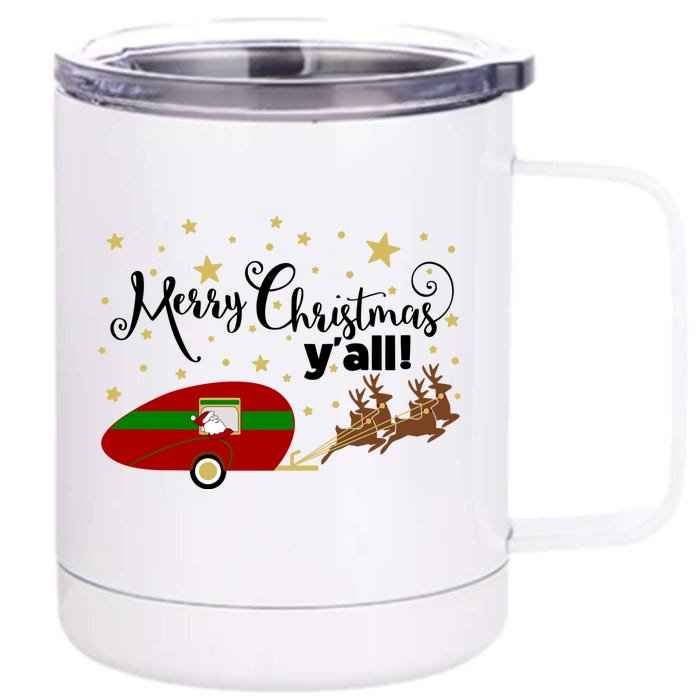 Merry Christmas Santa's Sleigh Front & Back 12oz Stainless Steel Tumbler Cup