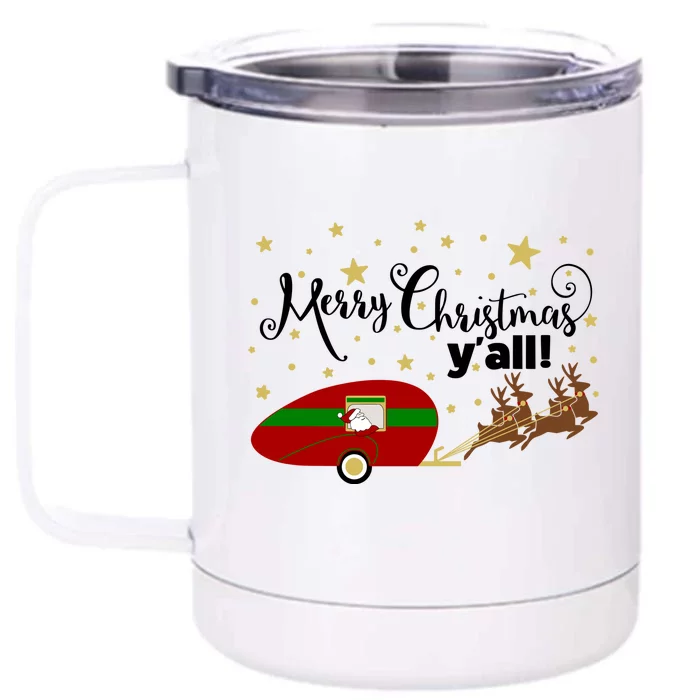 Merry Christmas Santa's Sleigh Front & Back 12oz Stainless Steel Tumbler Cup