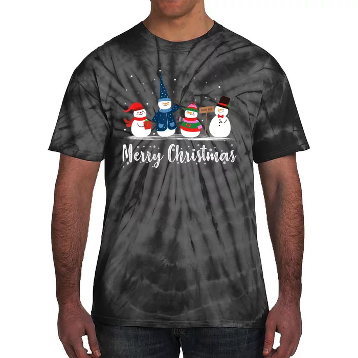 Merry Christmas Snowman Christmas Holiday Tie-Dye T-Shirt