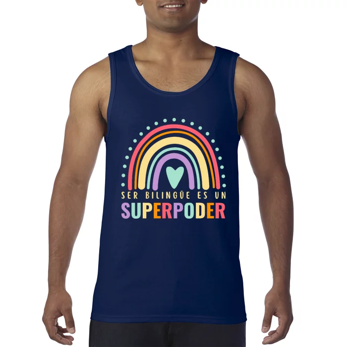 Maestra Cute Spanish Teacher Bilingue Es Un Superpoder Retro Tank Top