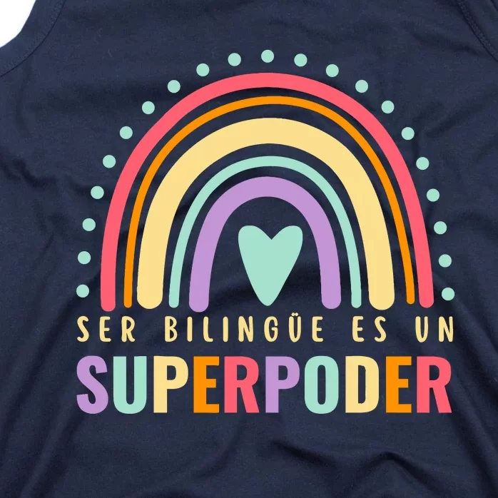 Maestra Cute Spanish Teacher Bilingue Es Un Superpoder Retro Tank Top