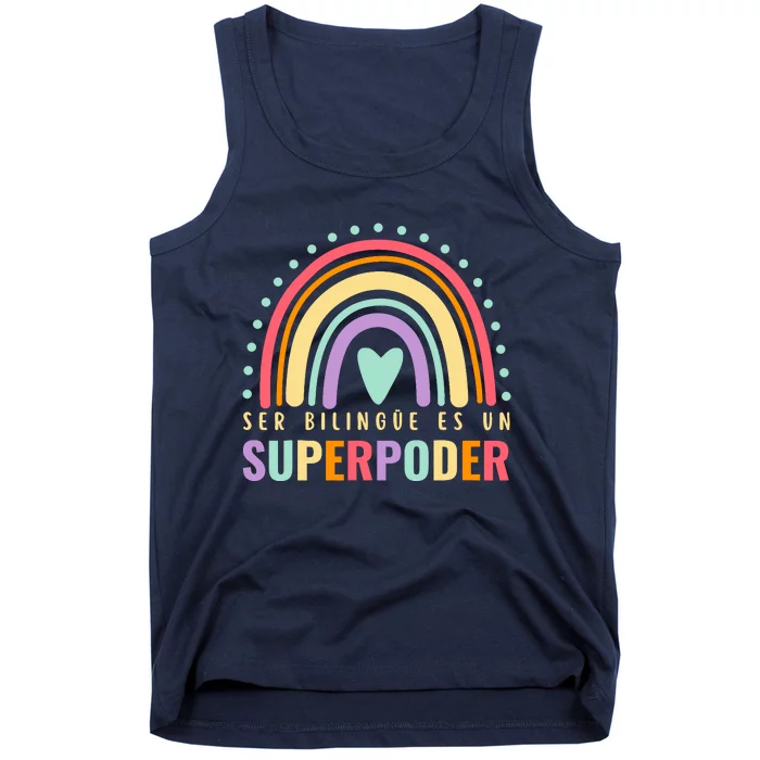 Maestra Cute Spanish Teacher Bilingue Es Un Superpoder Retro Tank Top