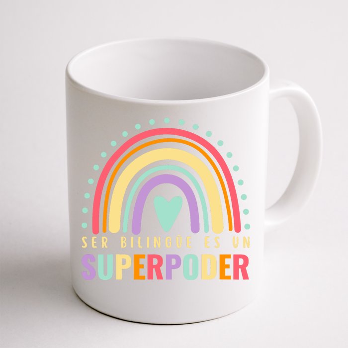 Maestra Cute Spanish Teacher Bilingue Es Un Superpoder Retro Front & Back Coffee Mug