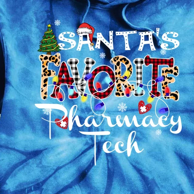 Merry Christmas SantaS Favorite Pharmacy Tech Xmas Lights Meaningful Gift Tie Dye Hoodie