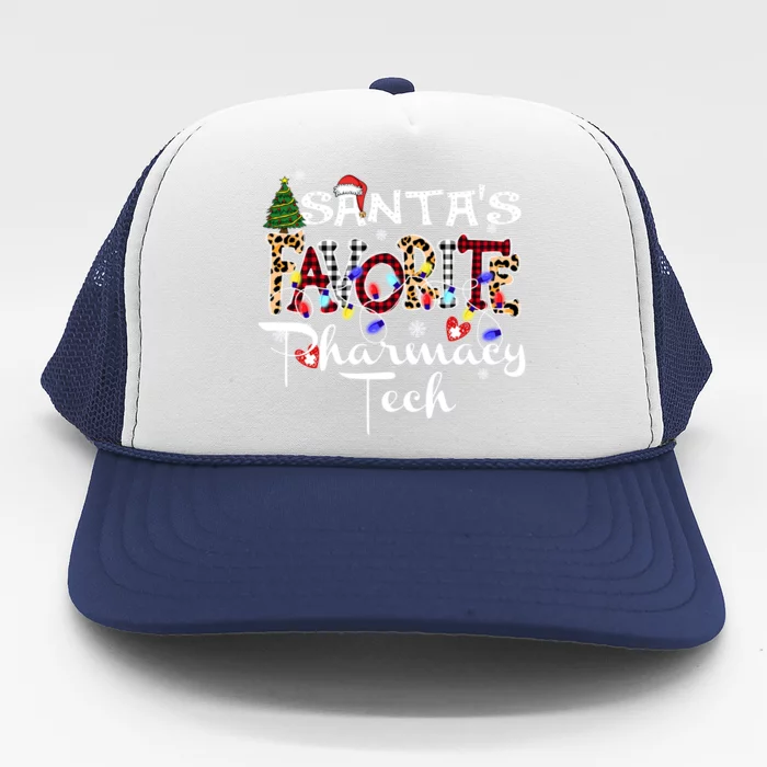 Merry Christmas SantaS Favorite Pharmacy Tech Xmas Lights Meaningful Gift Trucker Hat