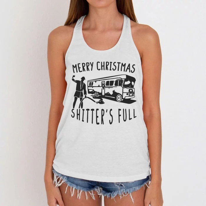 Merry Christmas Shitters Full Women's Knotted Racerback Tank