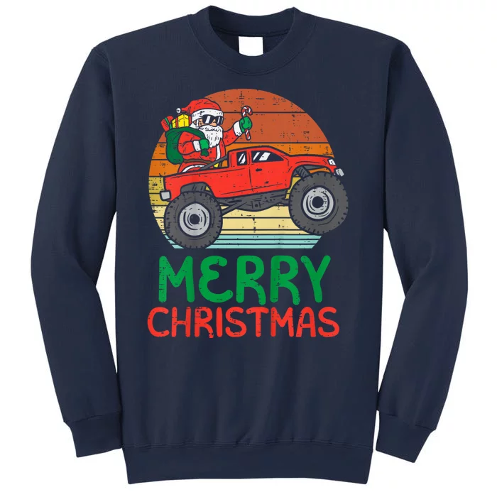 Merry Christmas Santa Monster Truck Xmas Pj Sweatshirt