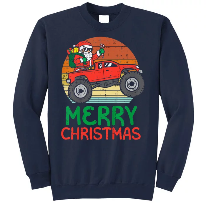 Merry Christmas Santa Monster Truck Xmas Pj Tall Sweatshirt