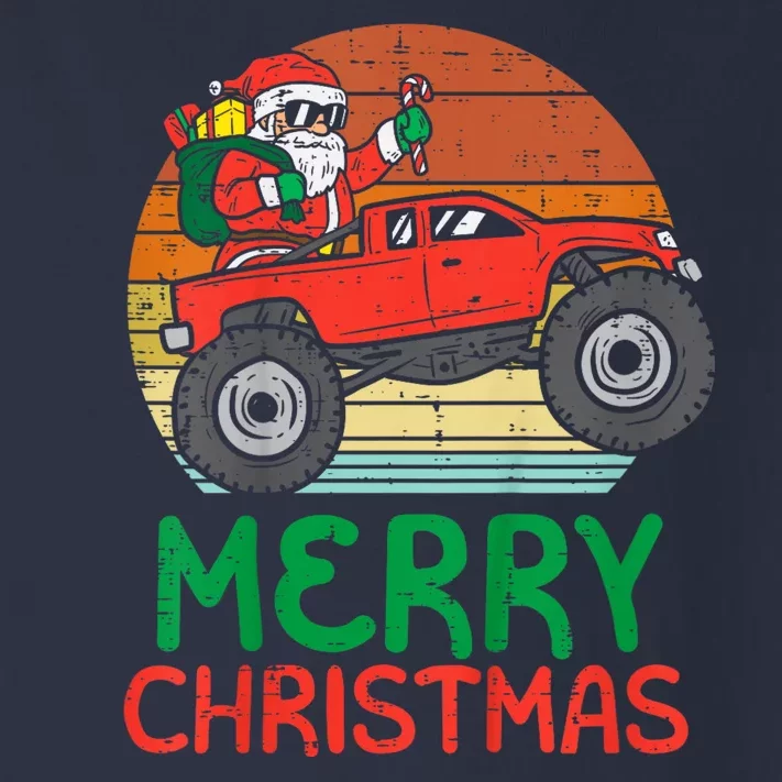 Merry Christmas Santa Monster Truck Xmas Pj Toddler Long Sleeve Shirt